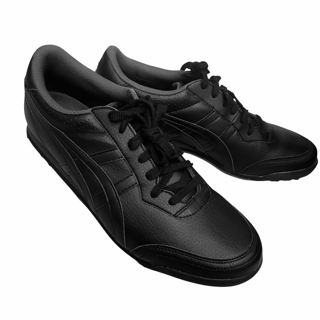 未使用✨asics アシックス ゴルフシューズ オールレザー ブラック　27.5