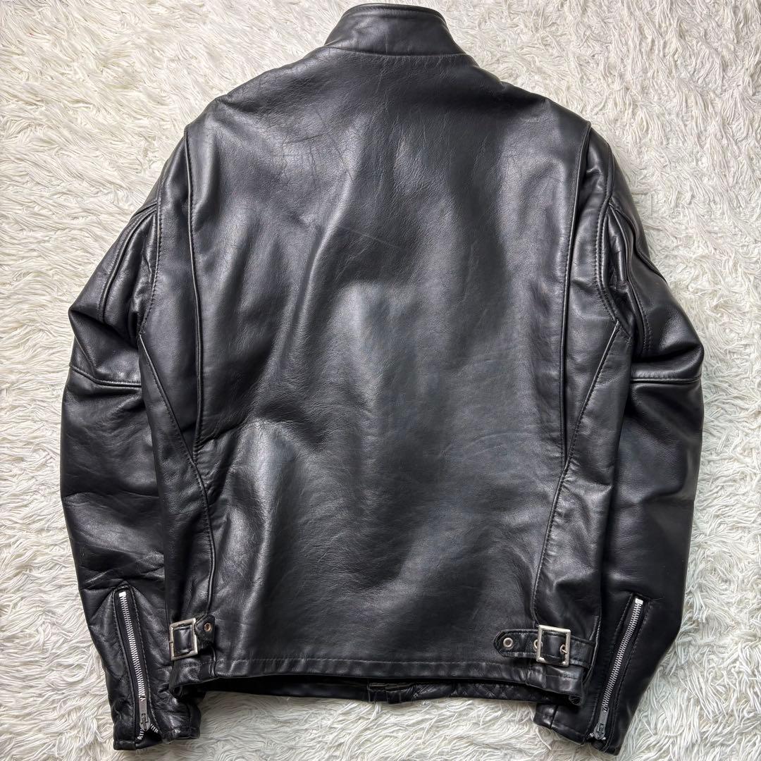 良品　Lサイズ相当　ショット　641 シングルライダースジャケット　バイカー　黒