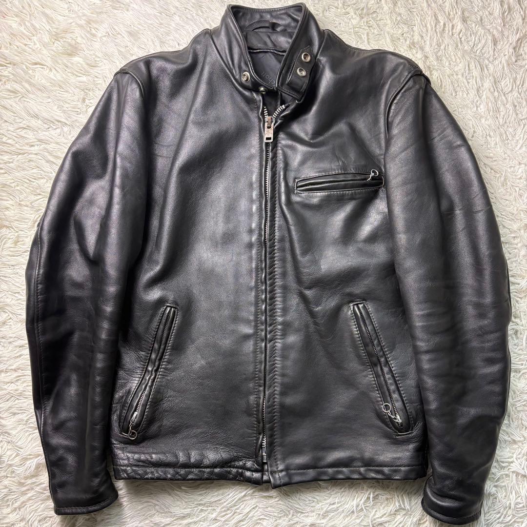 良品　Lサイズ相当　ショット　641 シングルライダースジャケット　バイカー　黒