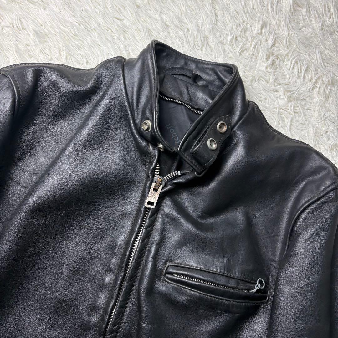良品　Lサイズ相当　ショット　641 シングルライダースジャケット　バイカー　黒