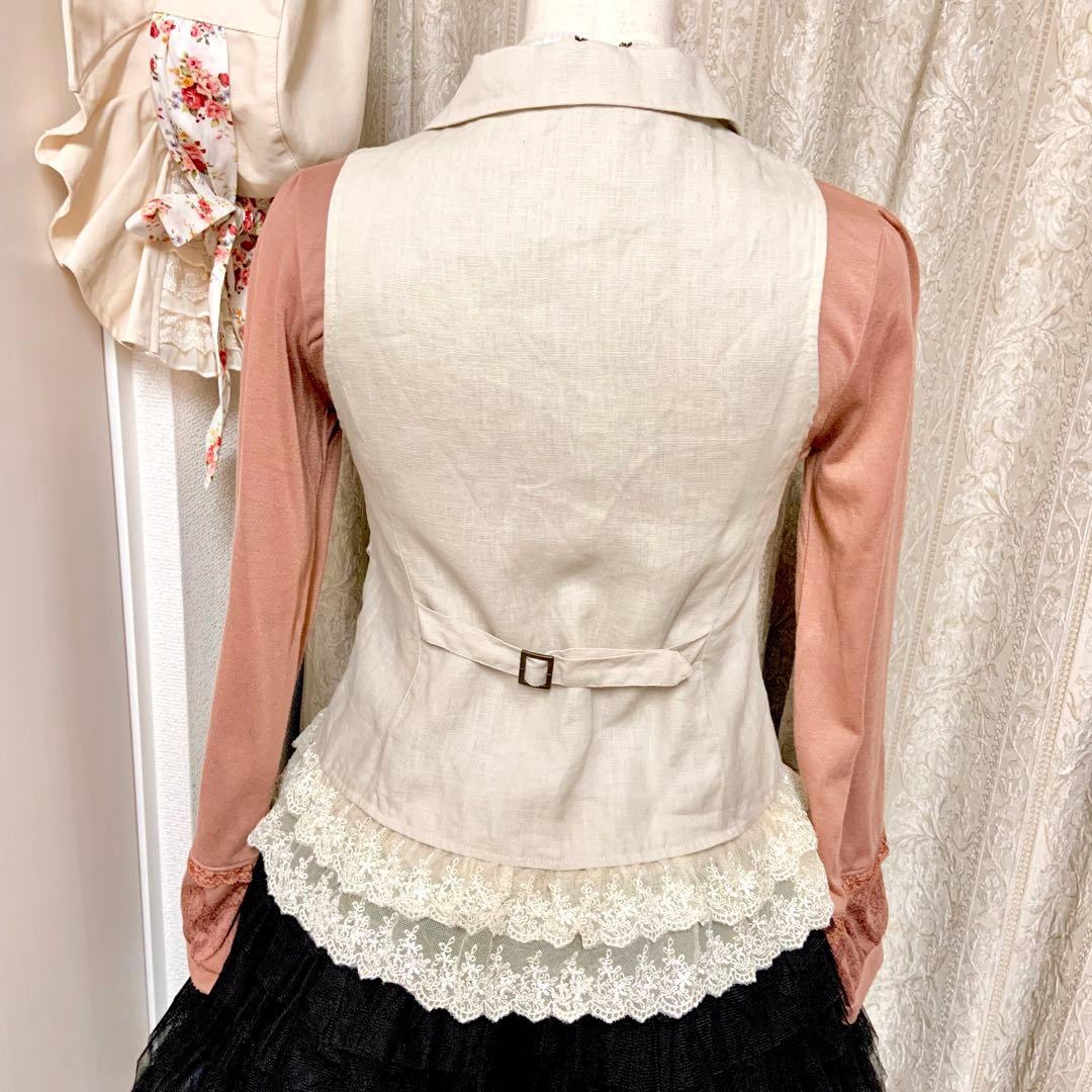 axes femme 裾レースW編み上げベスト　生成り　Y2K 森ガール　姫系