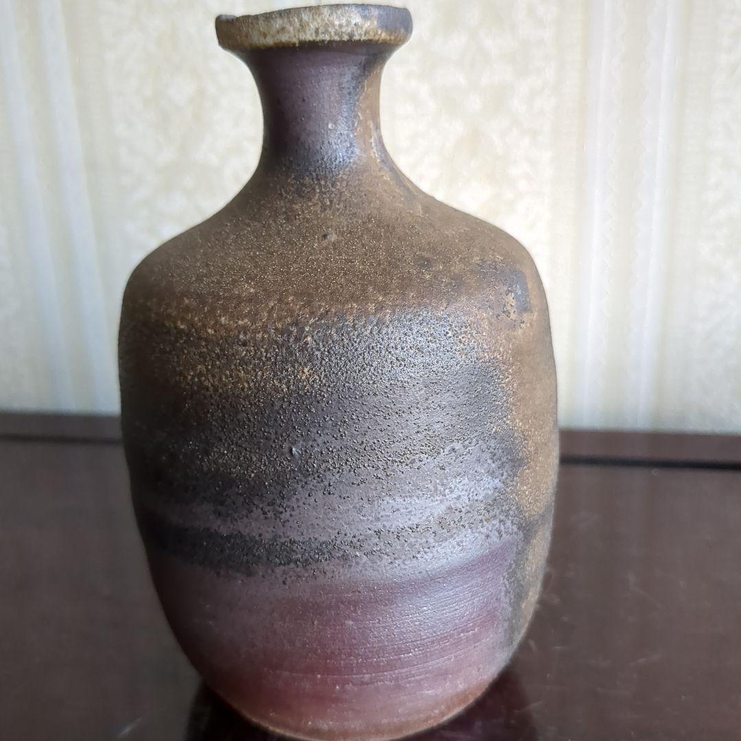 備前焼　酒器　石田安弘作　徳利　ぐい呑セット　共箱付き