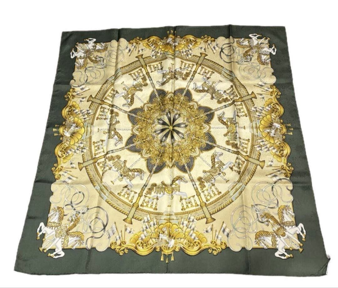 HERMES エルメス SILK シルク100% スカーフ カレ90