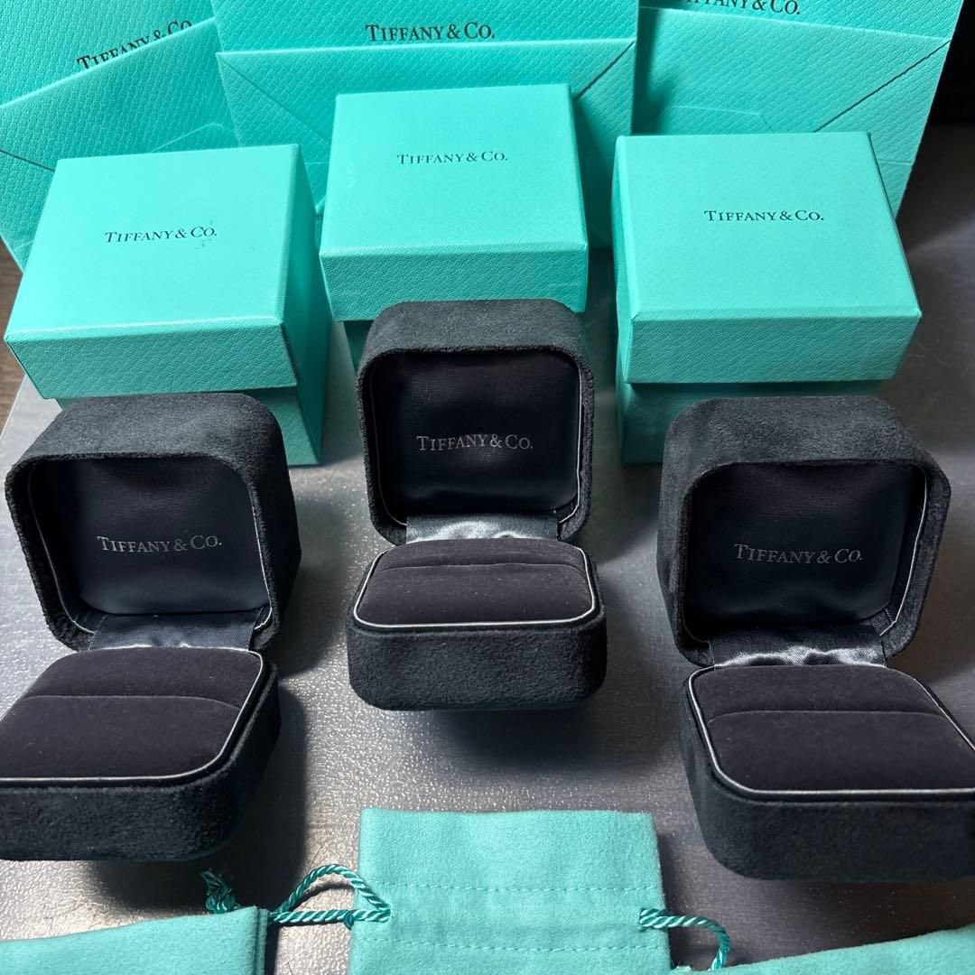 Tiffany シングルリングケース　箱　巾着　袋　リボン　３個セット
