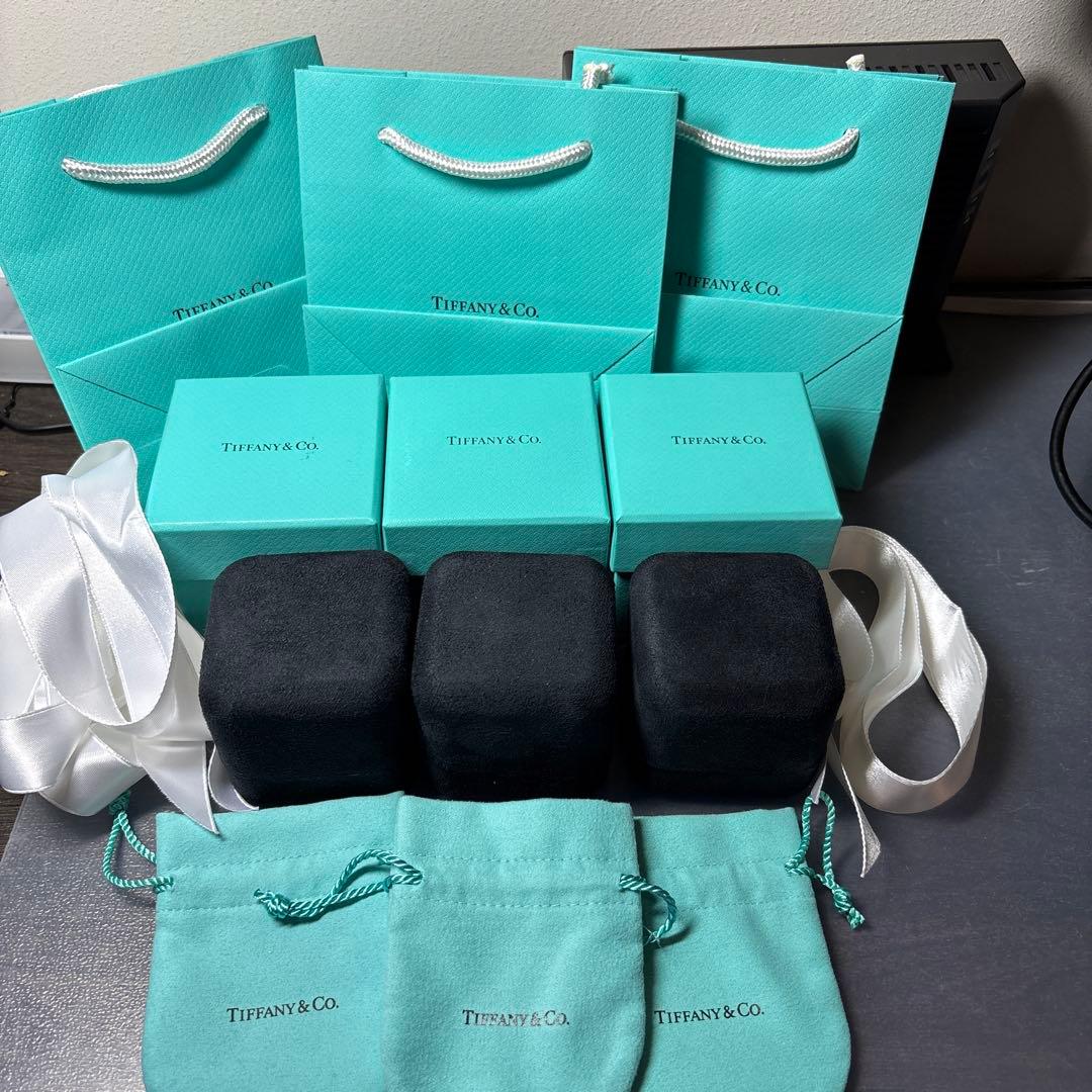 Tiffany シングルリングケース　箱　巾着　袋　リボン　３個セット
