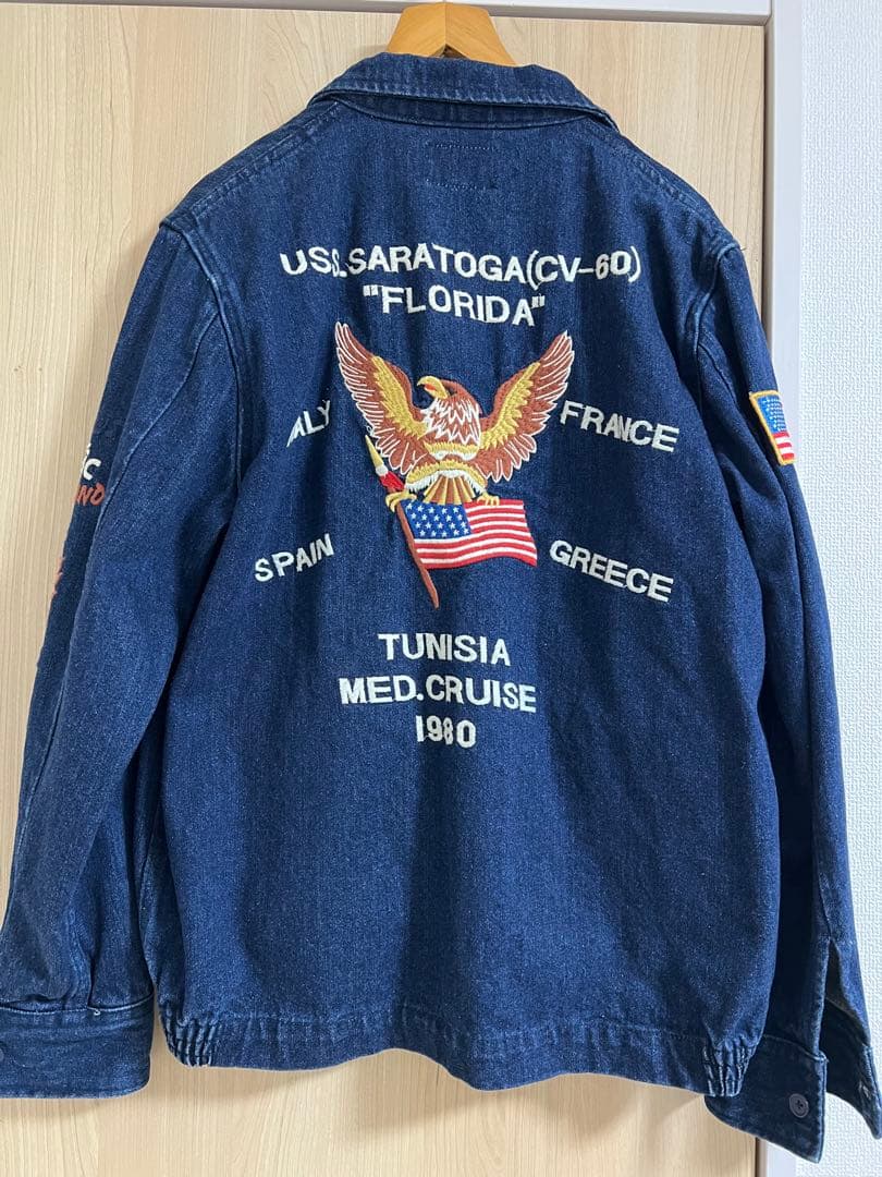HOUSTON ヒューストン デニムジャケット USA ヴィンテージ　刺繍