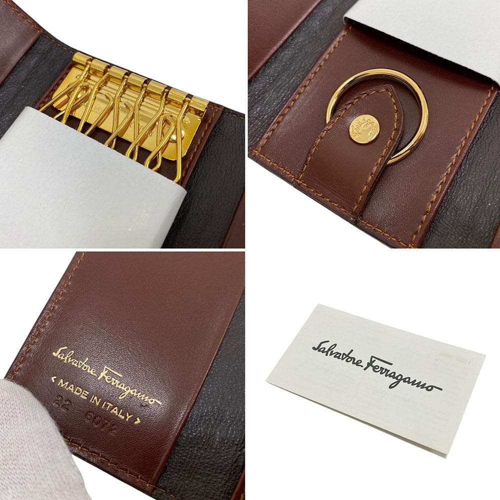 【貴重】 新品 Ferragamo フェラガモ キーケース 6連 ヴァラリボン