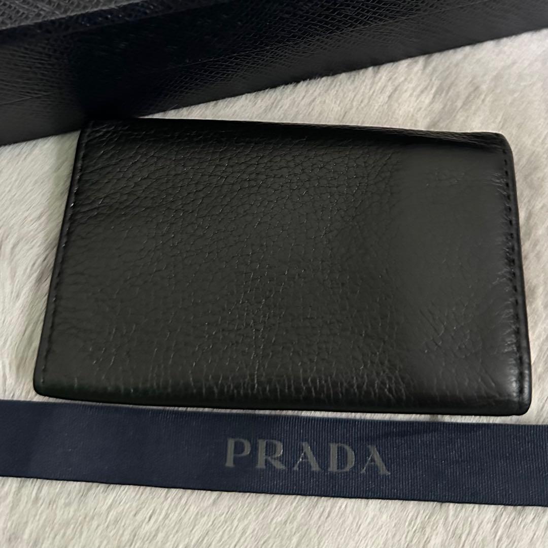 PRADA プラダ　キーケース　6連　ゴールドロゴ シボ革　ブラック