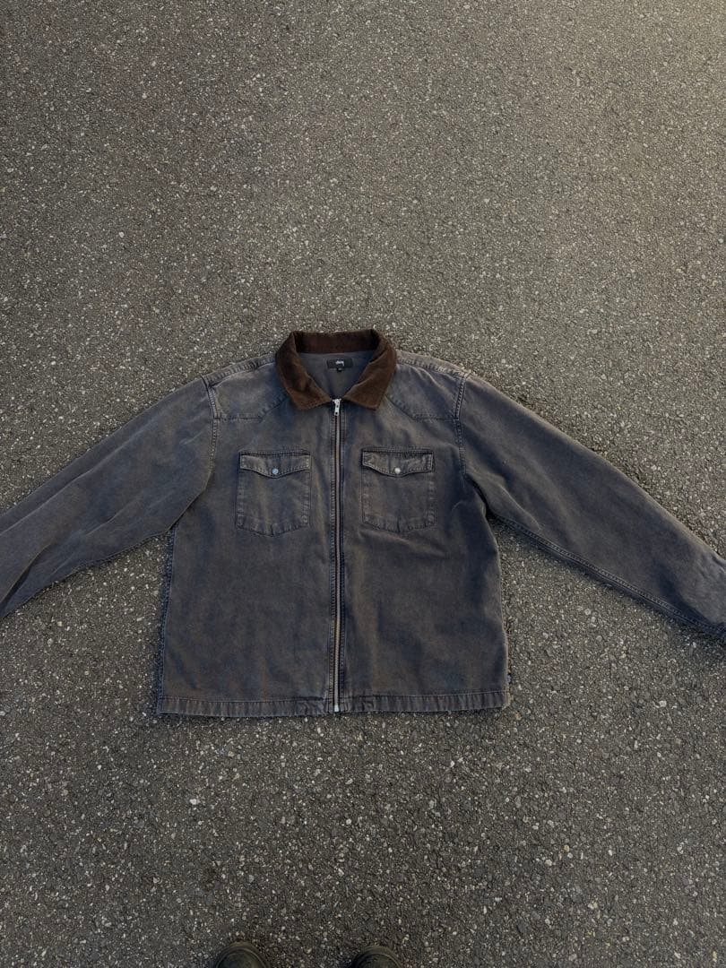 stussyダークグレー コーデュロイ襟 ジャケット