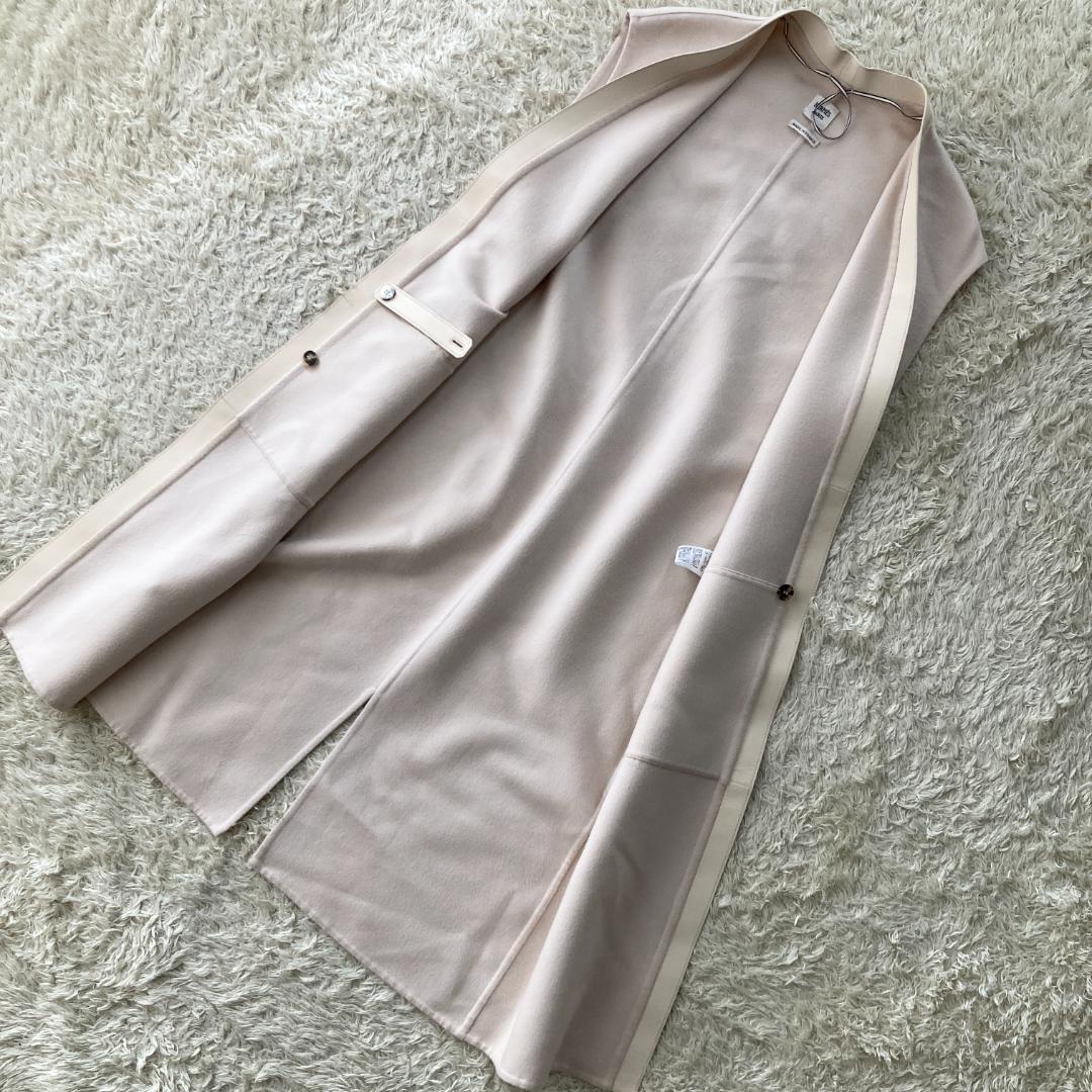 近年モデル ガーメント付　エルメス　カシミヤ100　ロング　ジレ　ベージュ