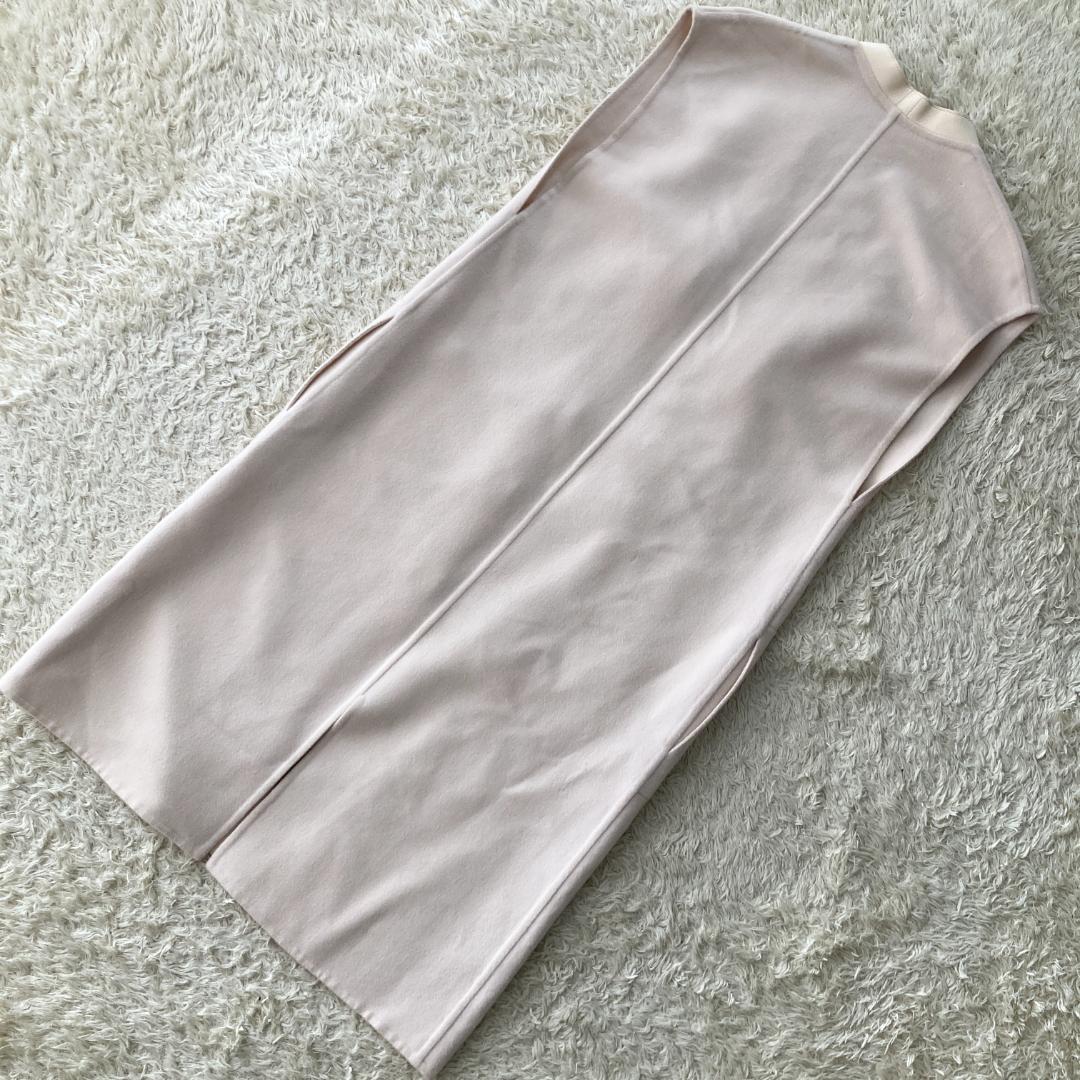 近年モデル ガーメント付　エルメス　カシミヤ100　ロング　ジレ　ベージュ