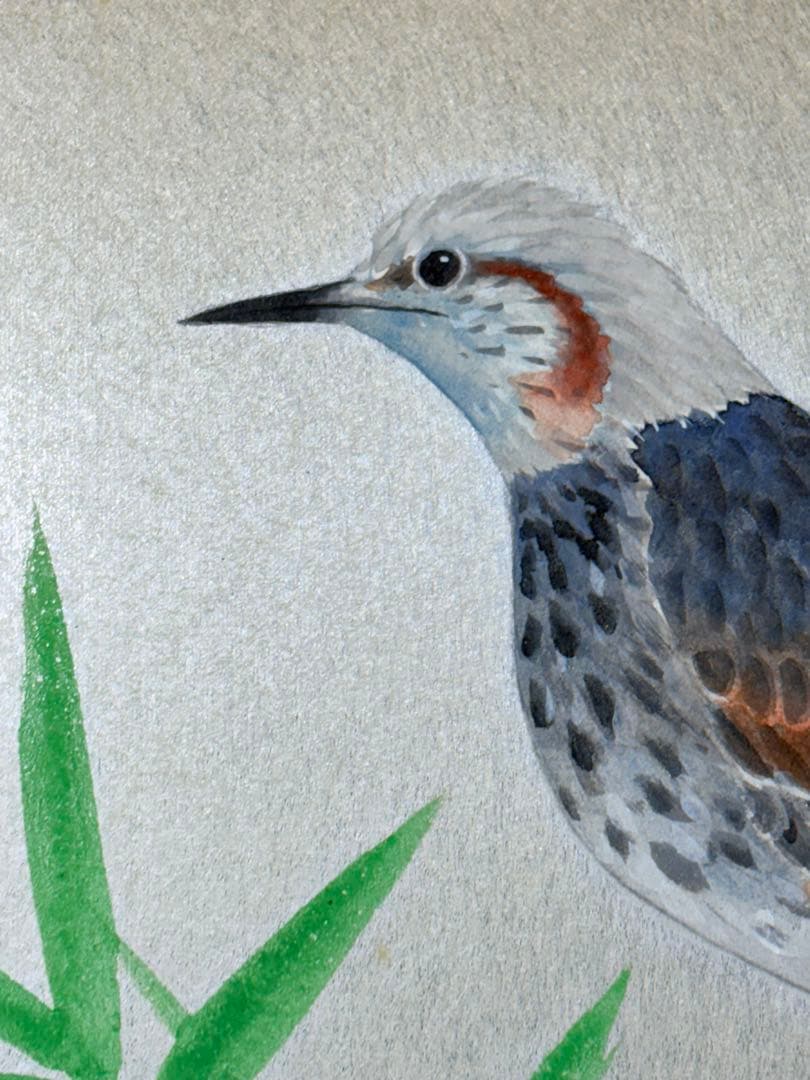 「鳥」　野々内保太郎　絵画　日本画 黄色袋 箱あり