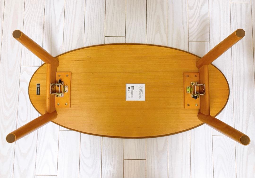 【新品未使用】木製　楕円形　ローテーブル 折りたたみ　約90cm 北欧