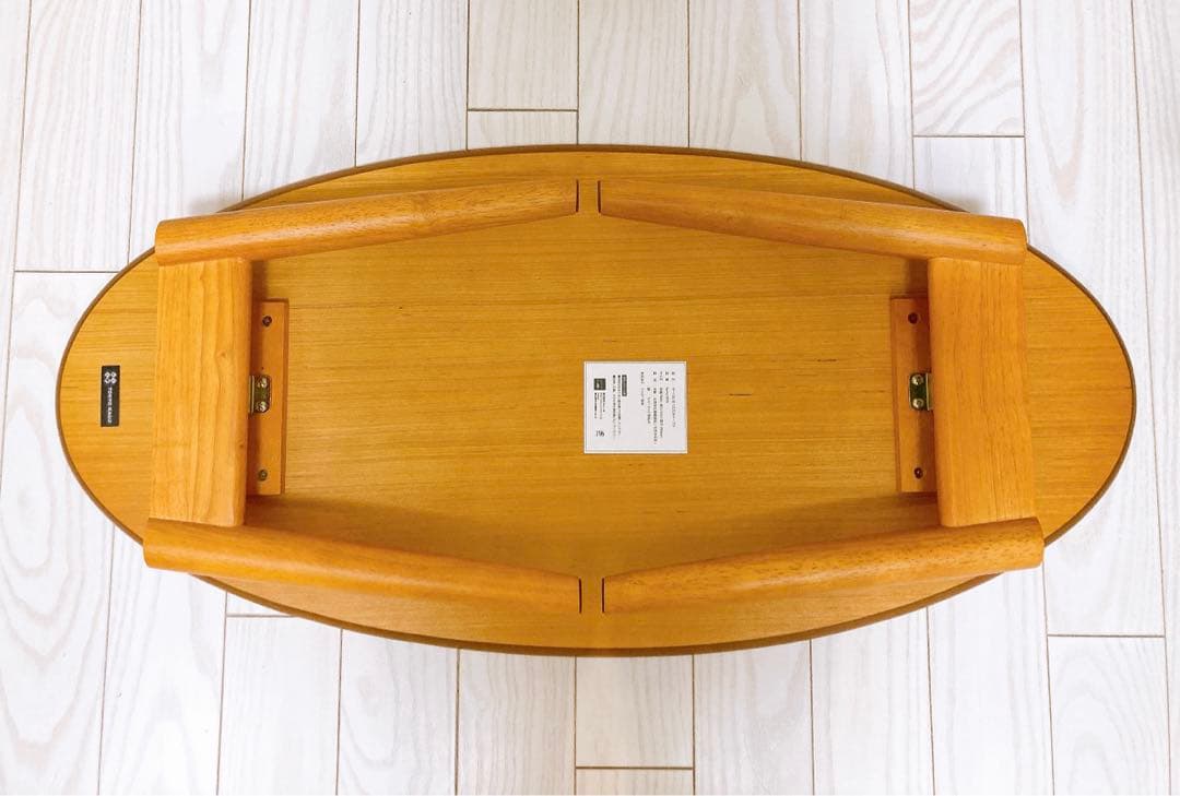 【新品未使用】木製　楕円形　ローテーブル 折りたたみ　約90cm 北欧