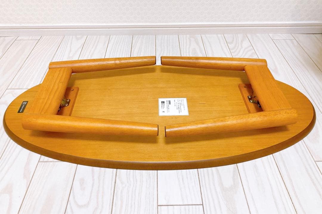 【新品未使用】木製　楕円形　ローテーブル 折りたたみ　約90cm 北欧