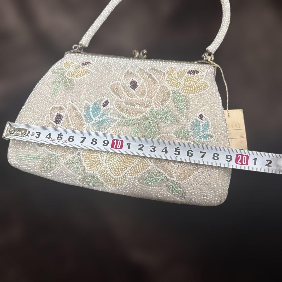 フラワー刺繍 和装バック がま口 ビーズバッグ 未使用 廃盤 ビンテージ札付き