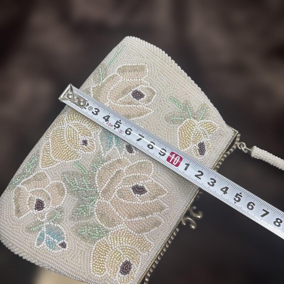 フラワー刺繍 和装バック がま口 ビーズバッグ 未使用 廃盤 ビンテージ札付き