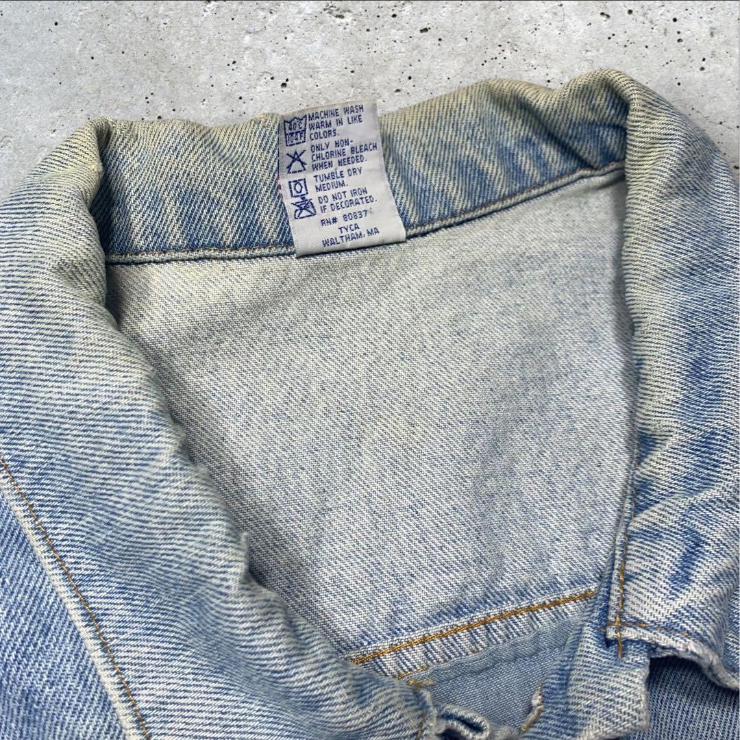 【kyon_kyon】90s USA製バックロゴデニムジャケットXLビンテ