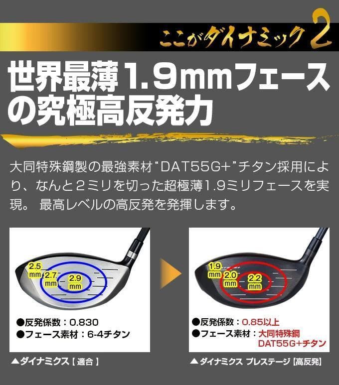 【新品】高反発ドライバー　ダイナミクスプレステージ　ドラコンATTASシャフト