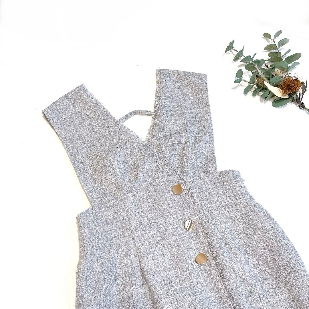 Apuweiser-riche ラップツイードジャンスカ　1 ライトグレー　美品