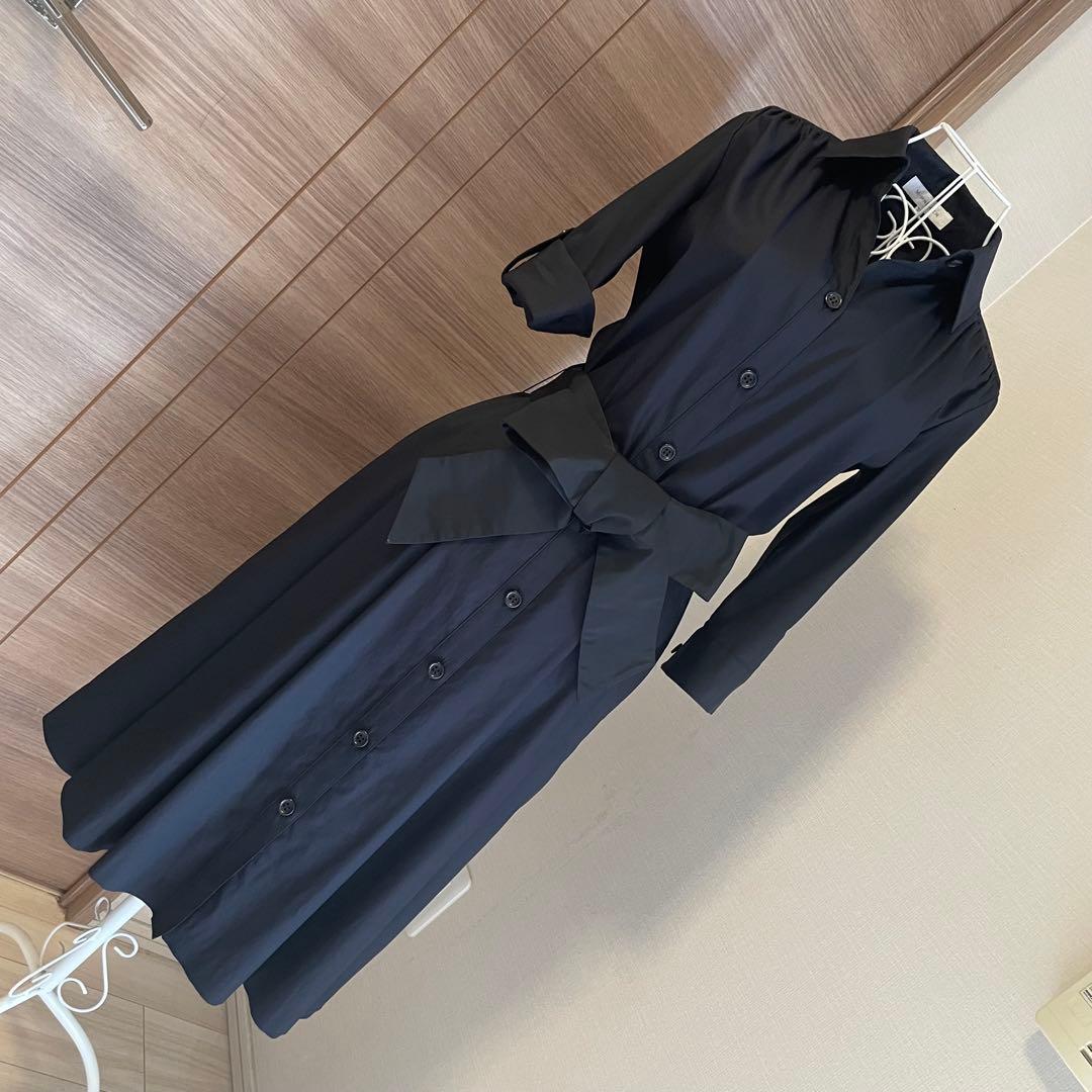 美品☆M PREMIER ☆シャツワンピース☆Mプル　☆ネイビー☆36