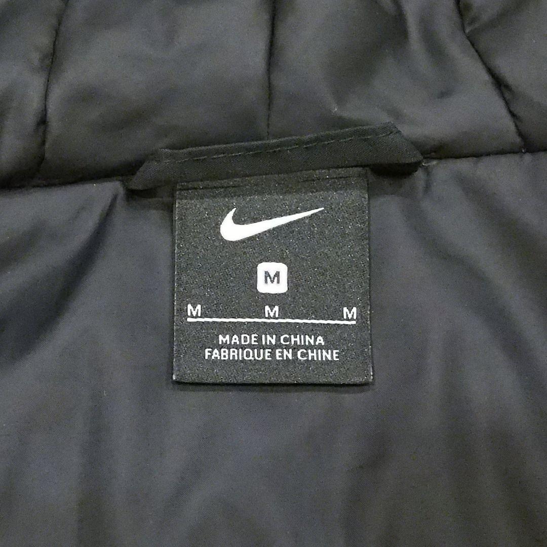 【良品】NIKE ベンチコート フード付き ワンポイントロゴ ブラック Мサイズ
