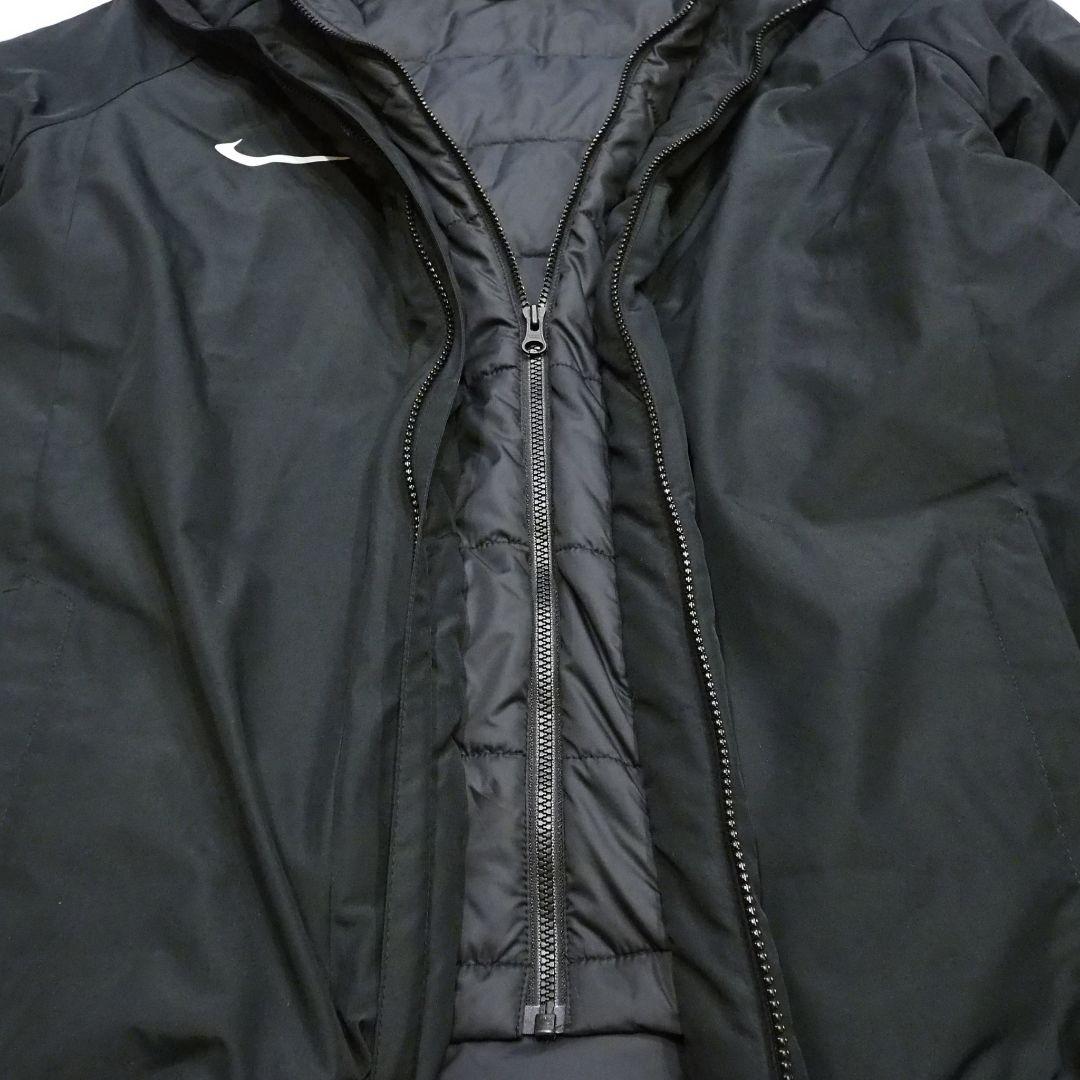 【良品】NIKE ベンチコート フード付き ワンポイントロゴ ブラック Мサイズ