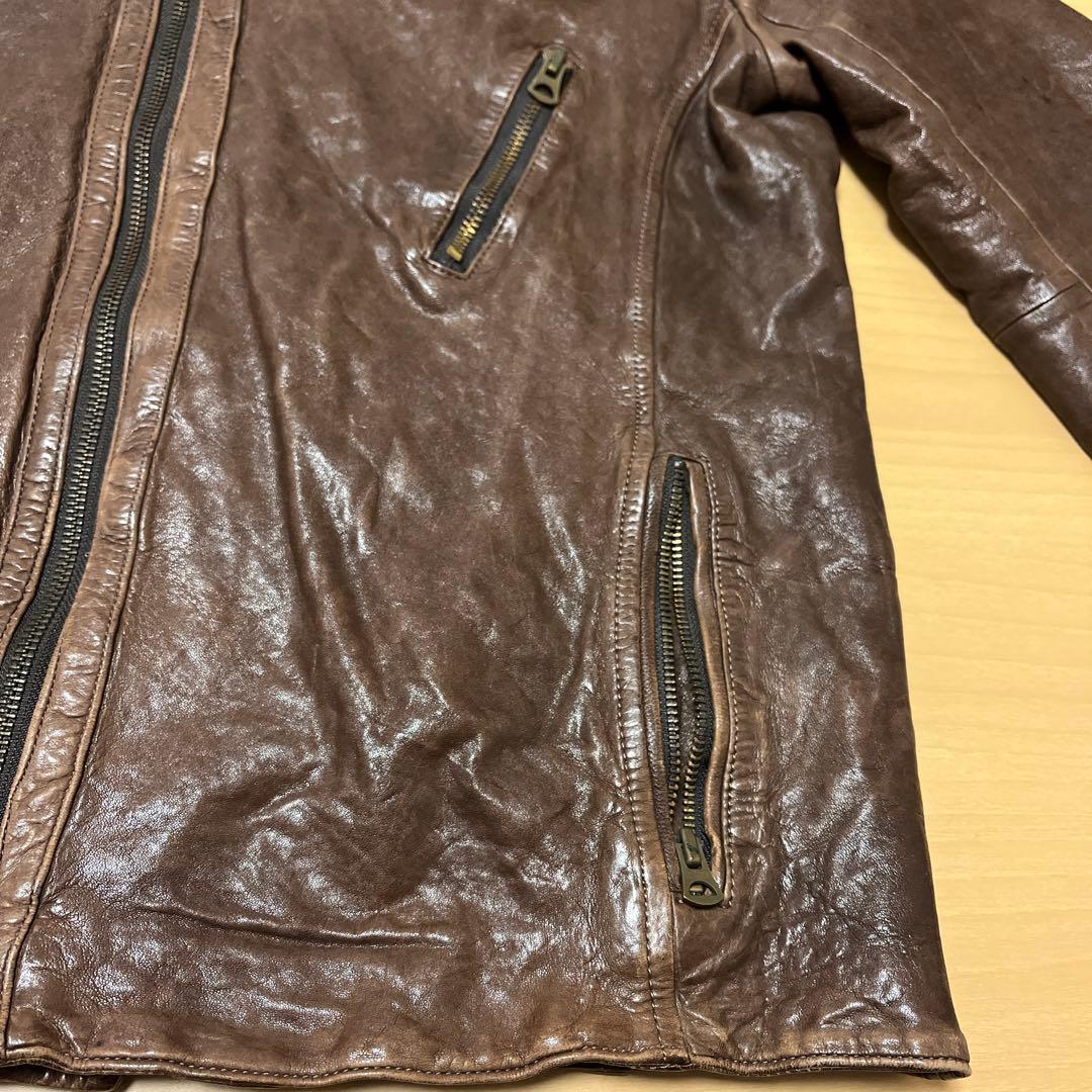 Johnbull ライダースレザージャケット 羊革 Mサイズ ブラウン