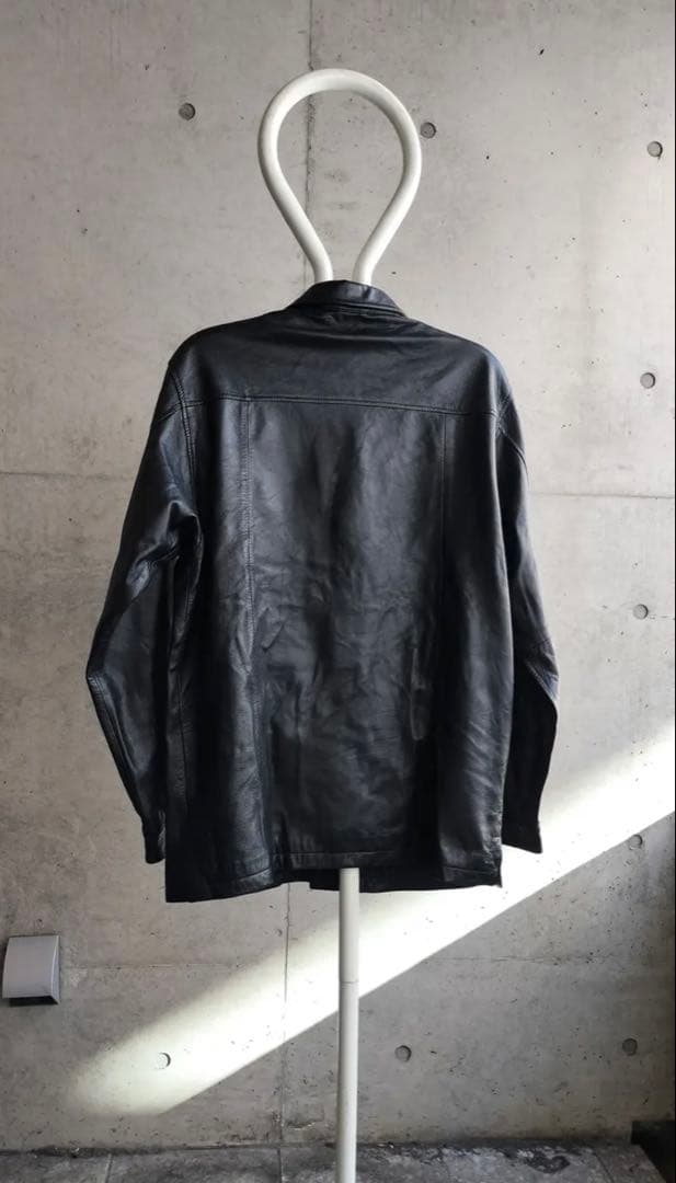ヴィンテージ レザー シャツ ジャケット ブラック M〜L相当