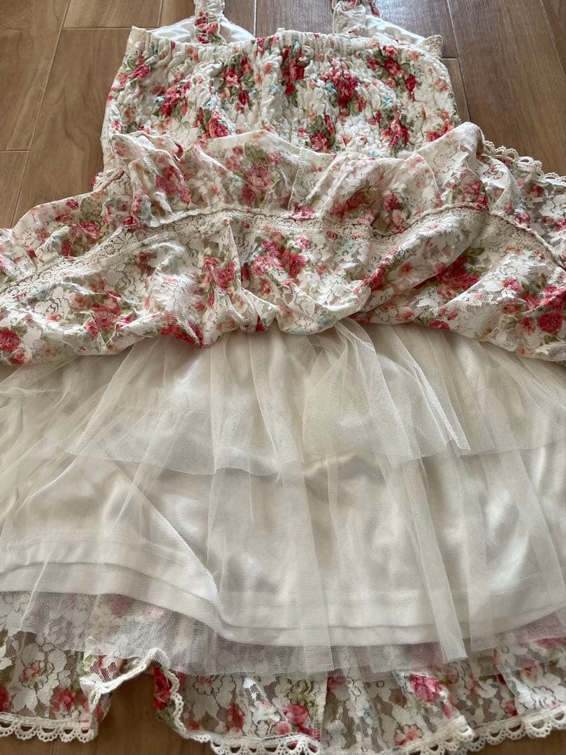 美品✨ LIZ LISA リズリサ　編み上げリボン キャミワンピース　y2k 花