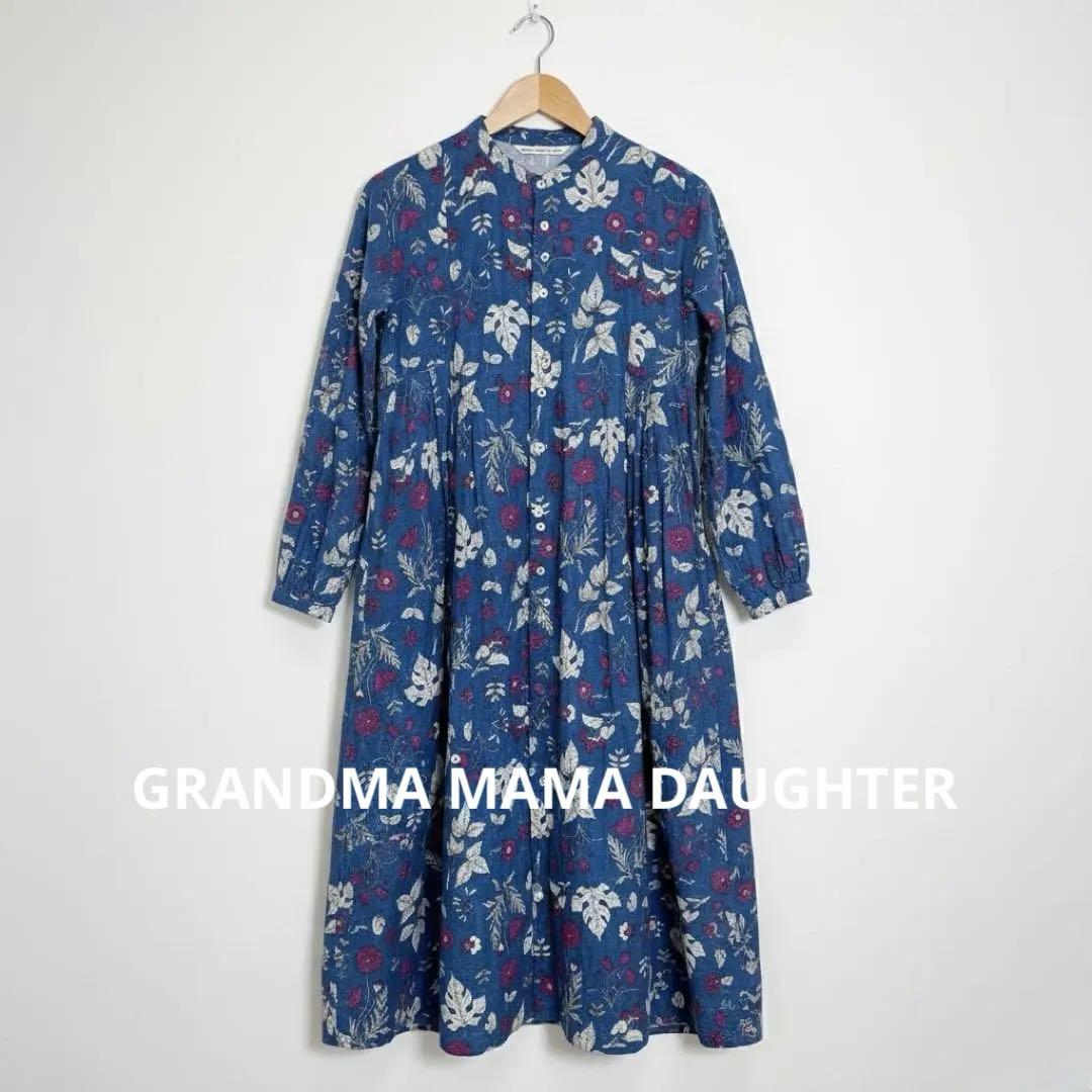 GRANDMA MAMA DAUGHTER 植物柄 タックフレアーワンピース