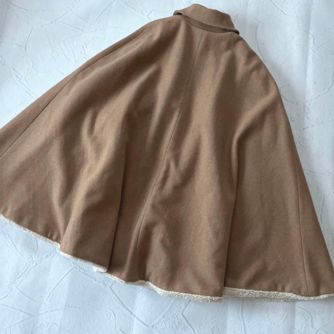 美品 CLANE リバーシブル ボア ミリタリー ケープコート ウール