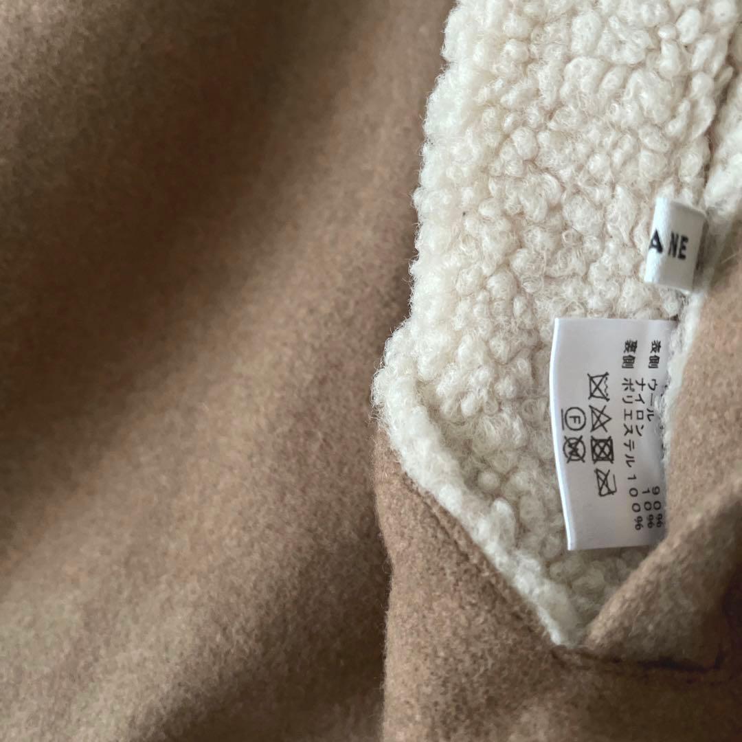 美品 CLANE リバーシブル ボア ミリタリー ケープコート ウール