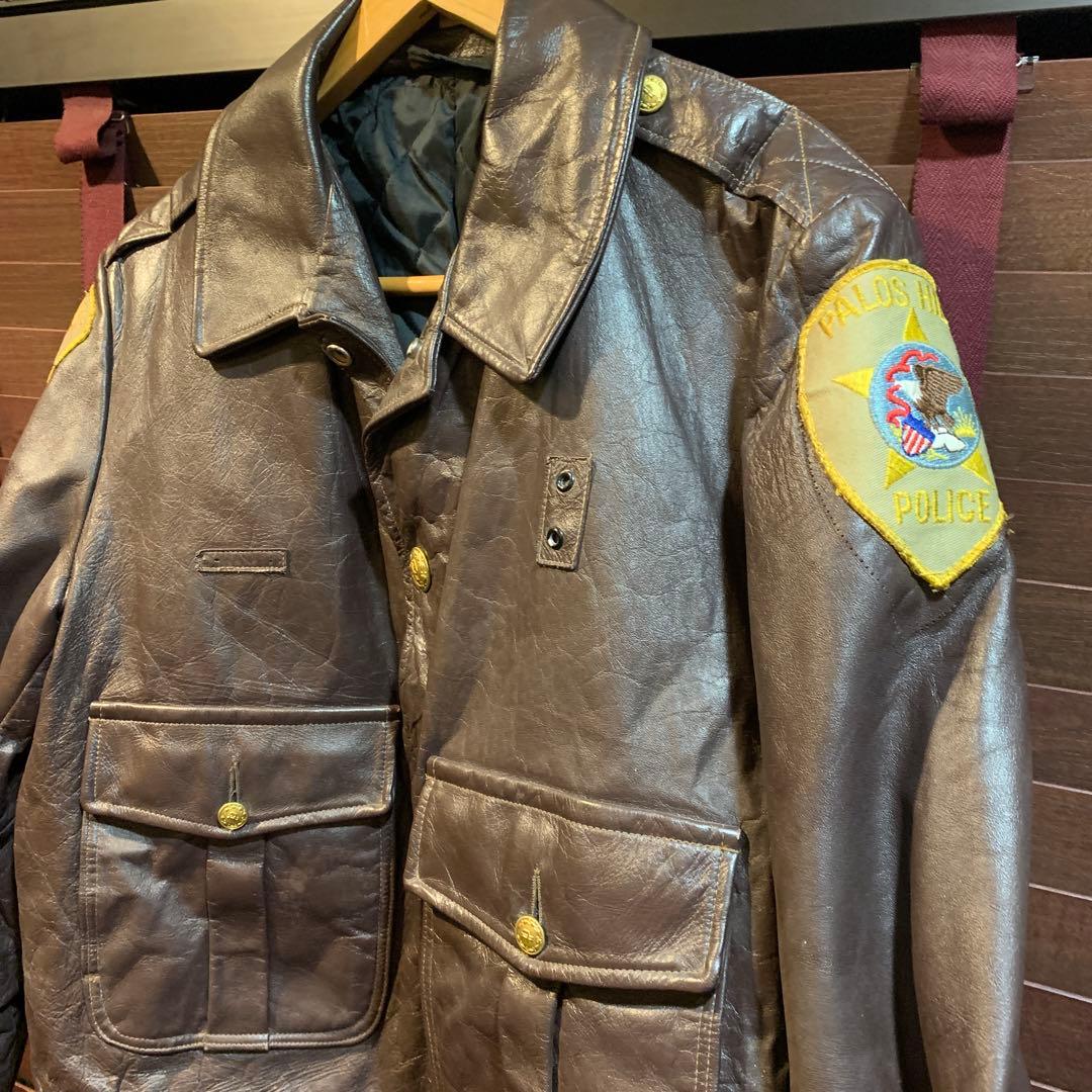 80年代USA palos hllls police ILレザージャケット古着