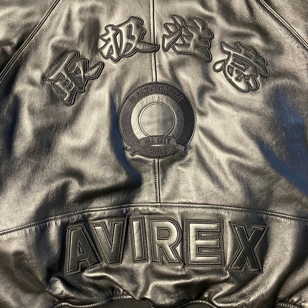 AVIREX VARSITY レザージャケット Black Eye Patch