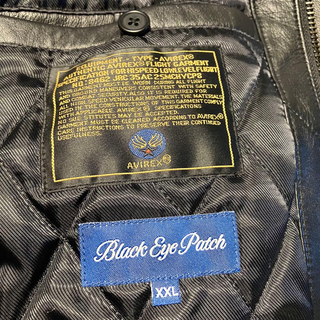 AVIREX VARSITY レザージャケット Black Eye Patch