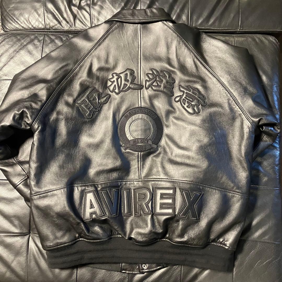 AVIREX VARSITY レザージャケット Black Eye Patch