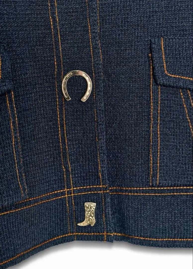 【ZARA】ザラ L コントラストボタン付きニットジャケット ゴールドボタン