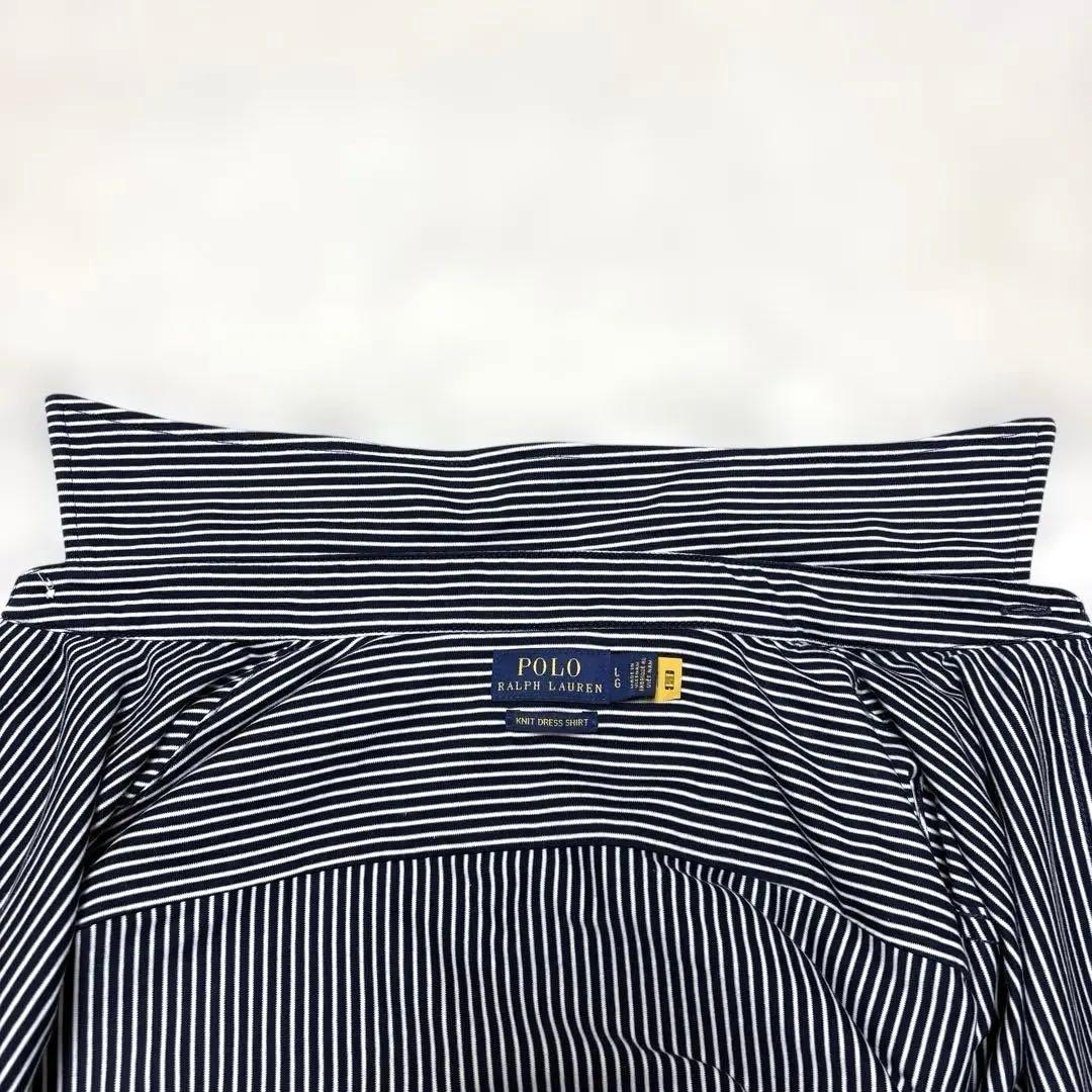 ✨現行 QR✨ポロラルフローレン ニットドレスシャツ ストライプ　L ロゴ