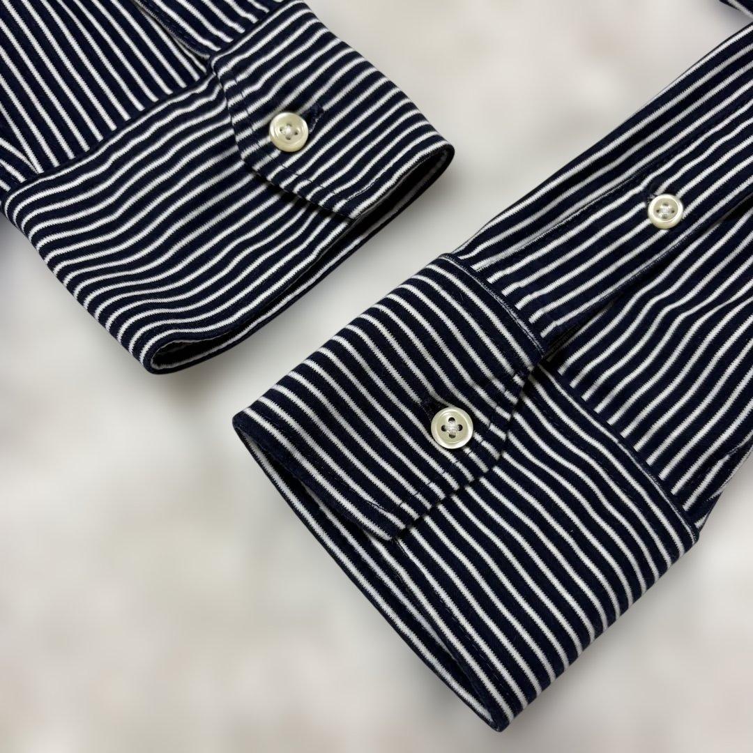 ✨現行 QR✨ポロラルフローレン ニットドレスシャツ ストライプ　L ロゴ