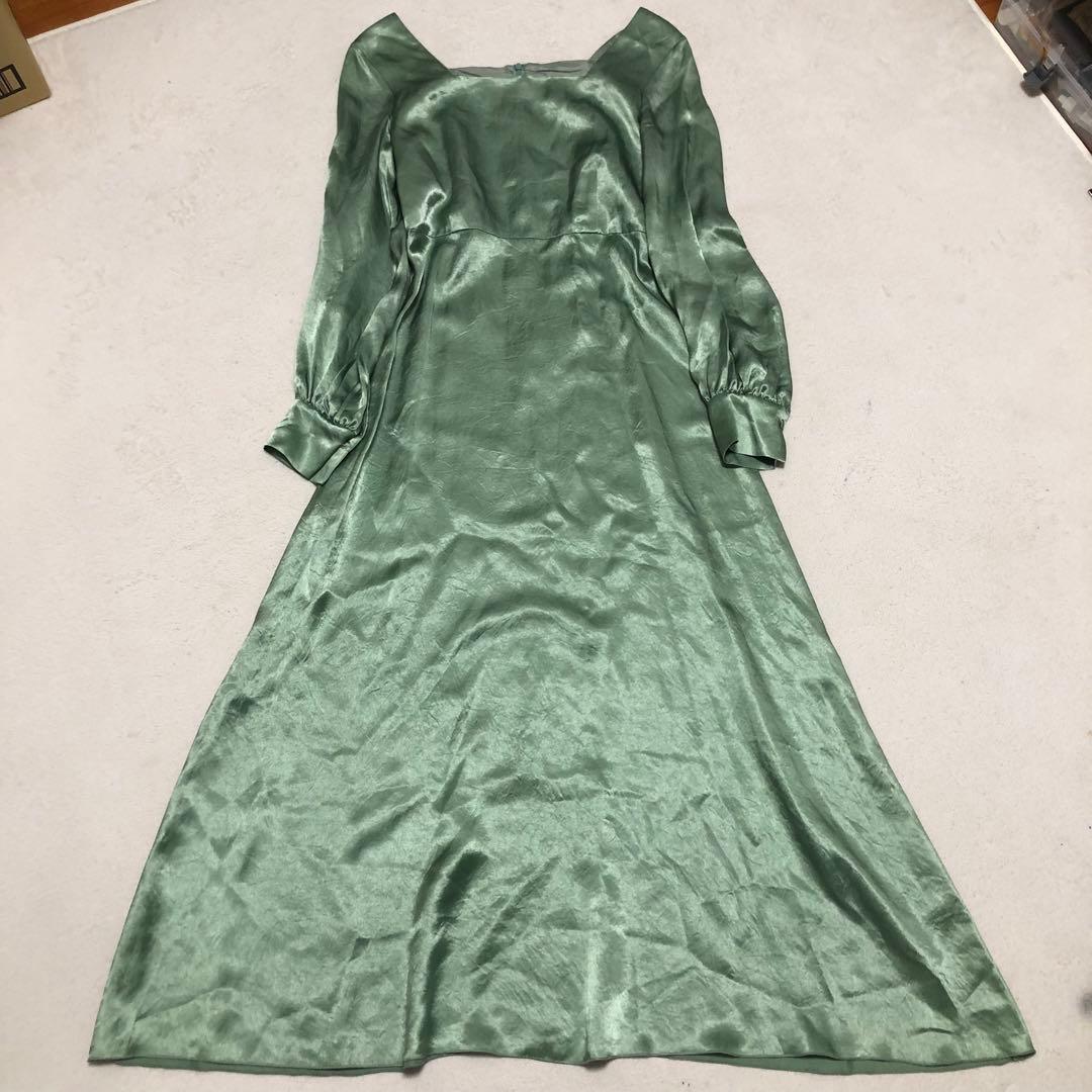 美品！beams joieve ヴィンテージサテン ワンピース ドレス　グリーン