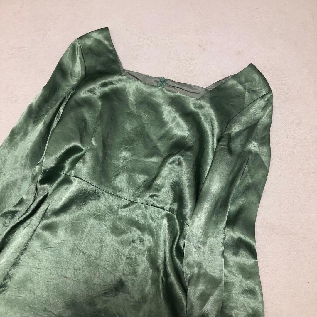 美品！beams joieve ヴィンテージサテン ワンピース ドレス　グリーン