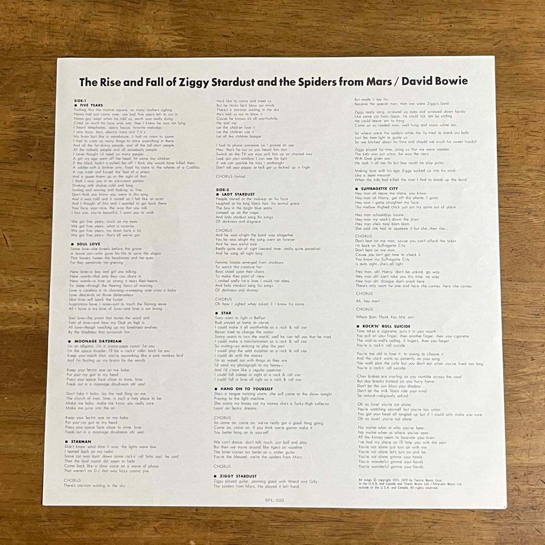 David Bowie Ziggy Stardust レコード LP 帯付き