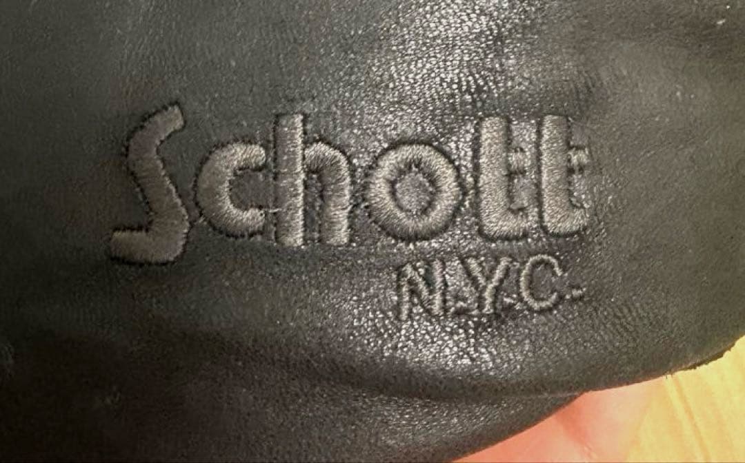 Schott　レザーダウンベスト　黒　M