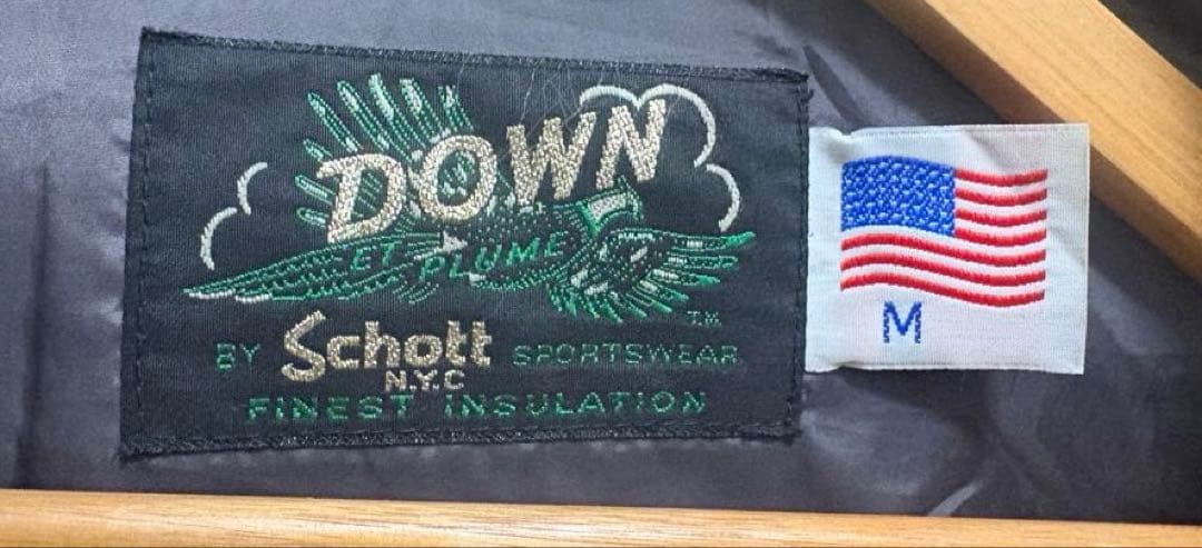 Schott　レザーダウンベスト　黒　M