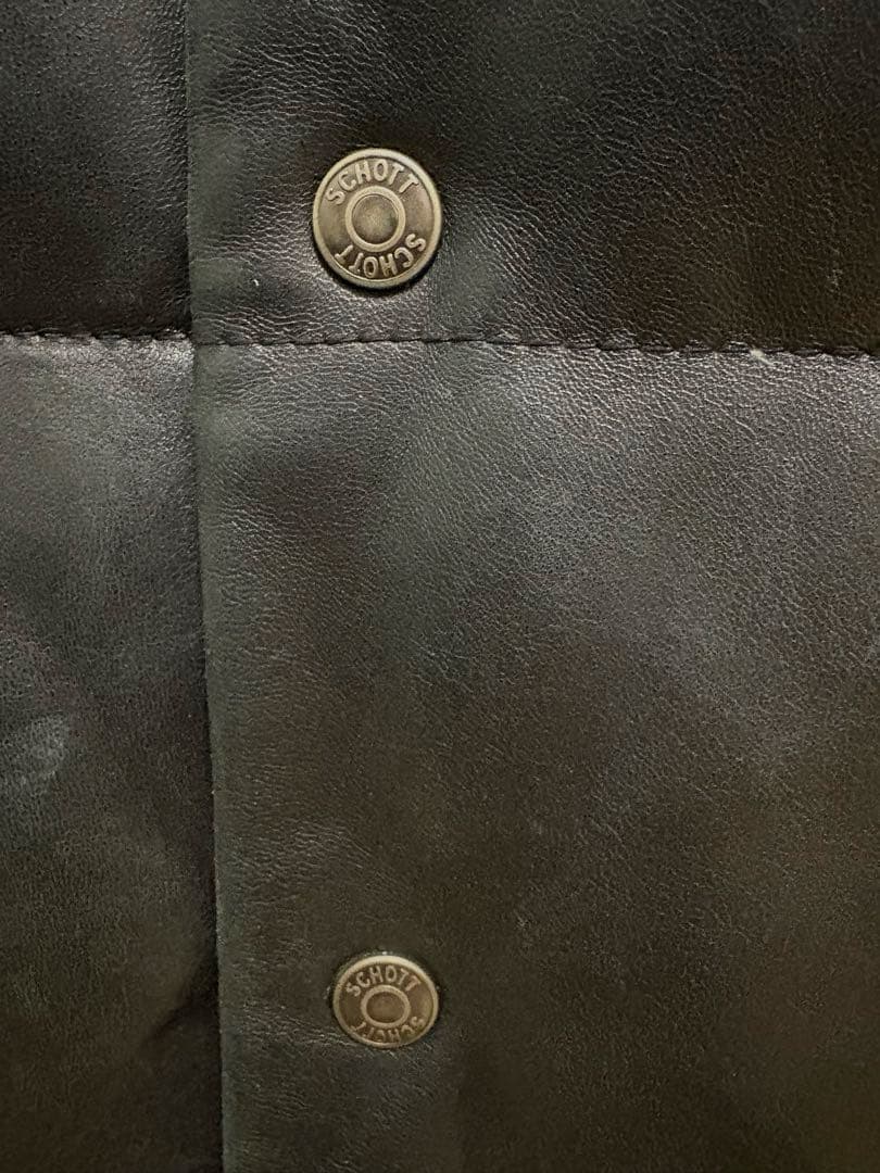 Schott　レザーダウンベスト　黒　M