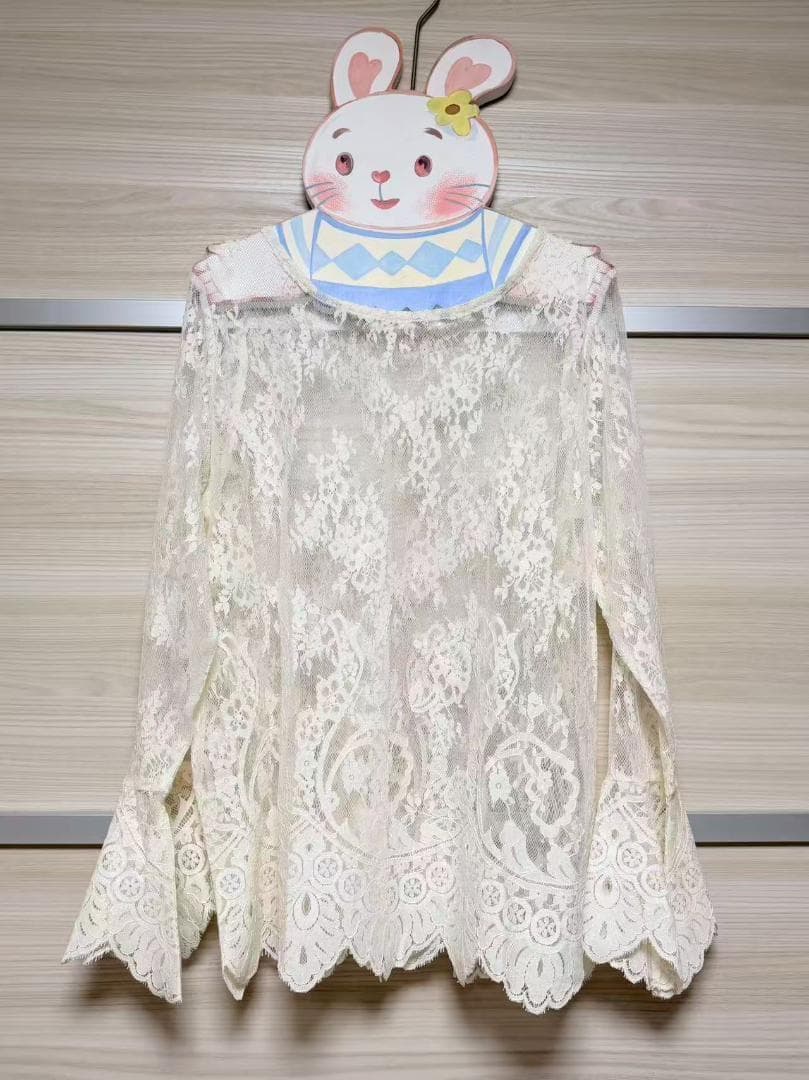 即日発送 レイヤードアイテム DOUDOU レースフレアブラウス オフホワイト