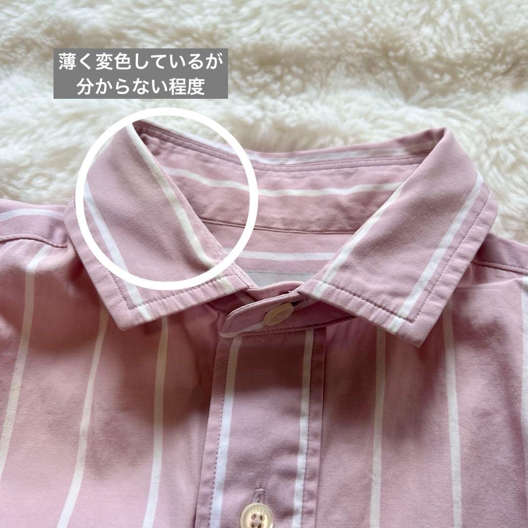 TICCA スクエア ビッグシャツワンピース ストライプ ピンク コットン100