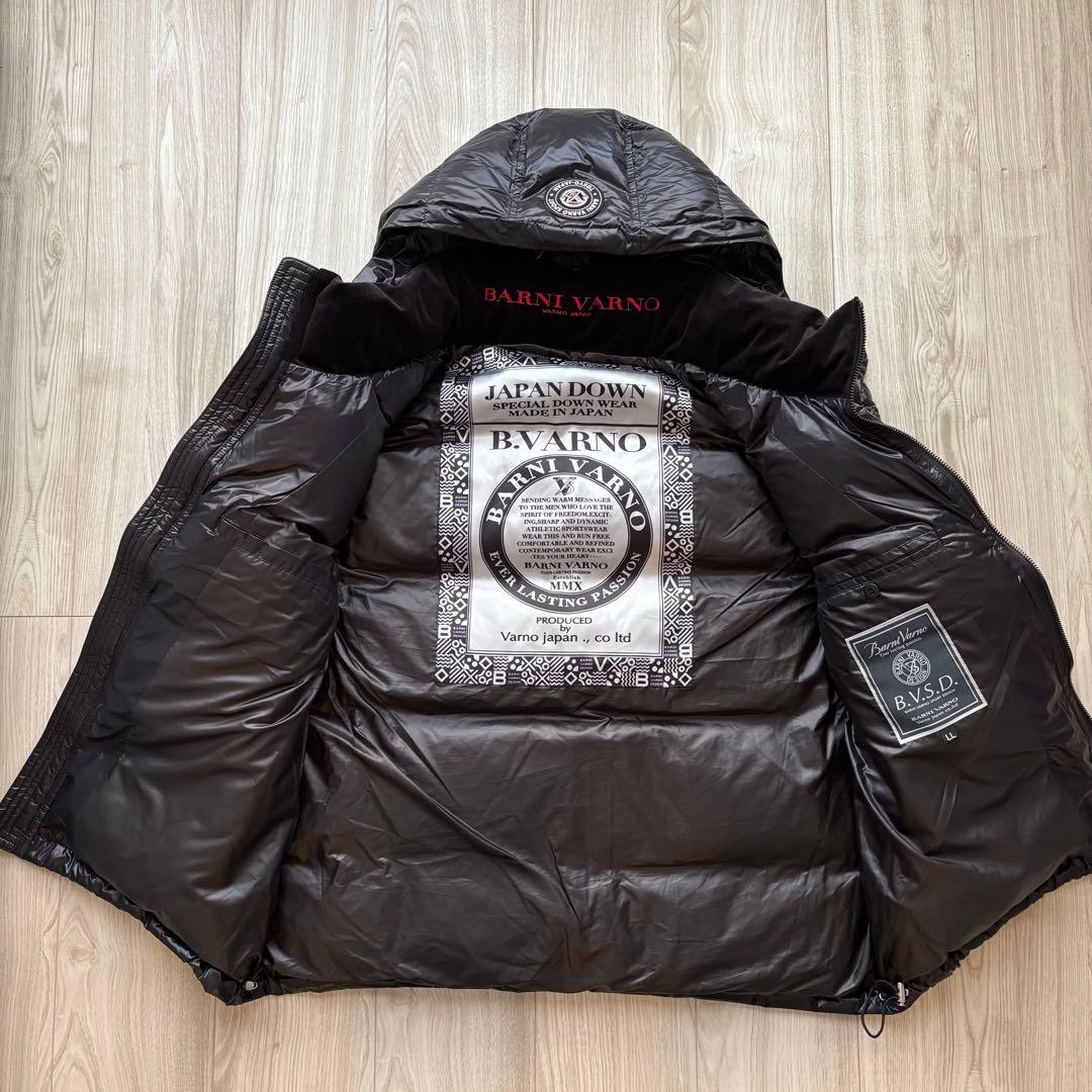 【極美品】BARNI VARNO ラインストーンロゴダウンベスト ブラック XL