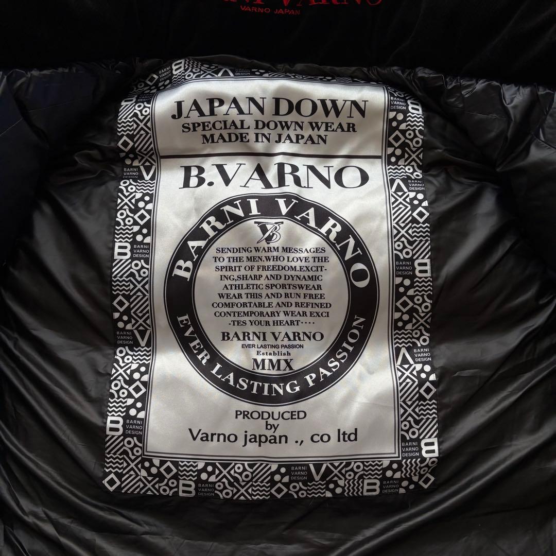 【極美品】BARNI VARNO ラインストーンロゴダウンベスト ブラック XL